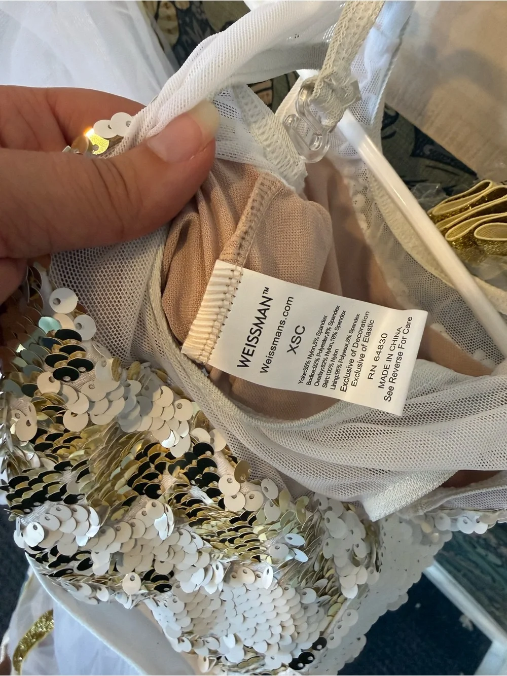 NEW!  Weissman white and gold sequin ballet tutu dance recital solo costume